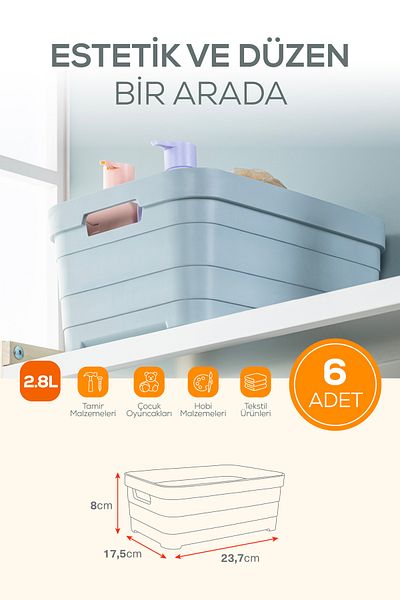 Vienev 6-Piece 2.8 Liter Storage Box White