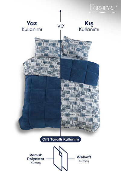 Formeya Çift Kişilik Lüx Wellsoft Yorgan Çift Taraflı Yastık Kılıflı 195x215 cm Yorgan + Yastık Kılıfı Set