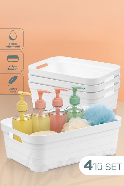 Vienev 4-Piece 8.2 Liter Storage Box White