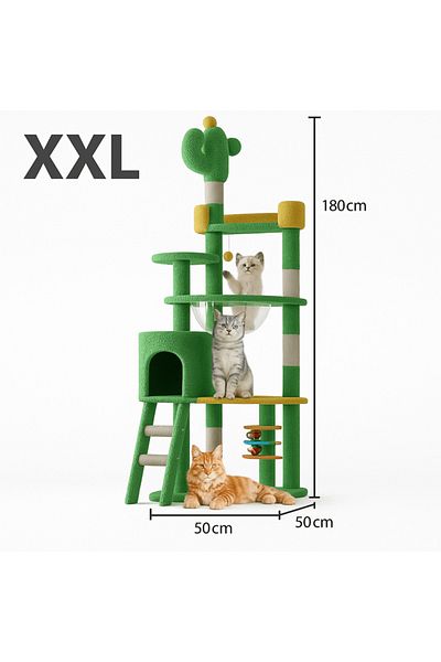 Joynest Playset for Cats ® Cactus, 180x50x50 Cm, With House, Dome