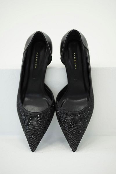 Parponi Moly Heeled Stone Evening Dress Shoes Black