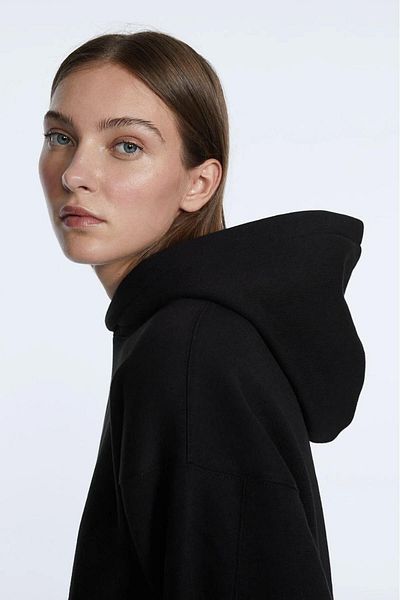 Tight Lady 100% cotton Premium Women's Black Hooded crop sweatshirt