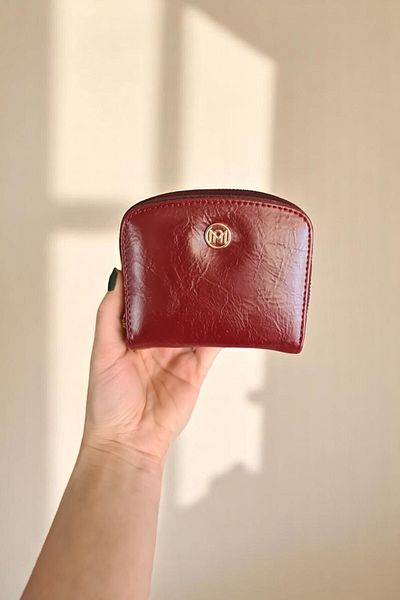 Classbag Women's Burgundy Square Zippered Two Sided Card Holder Wallet