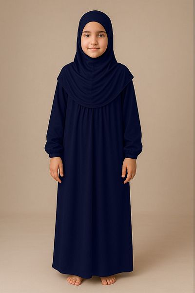 Sonbaharmoda Rochie hijab pentru fete - îmbrăcăminte de rugăciune din bumbac, mâneci elastice, cu batic