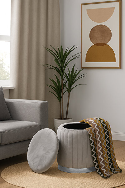 Zem Long Line Sandıklı Puf , Gri Silver