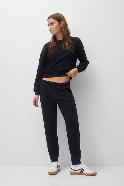 Tight Lady Hanorac negru, 100% bumbac, pentru femei, crop crop, cu mânecă lungă