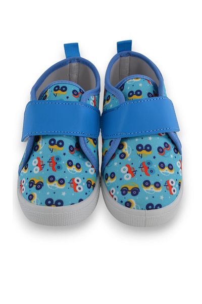 First Step Pantofi de in pentru băieți cu velcro cu imprimeu albastru