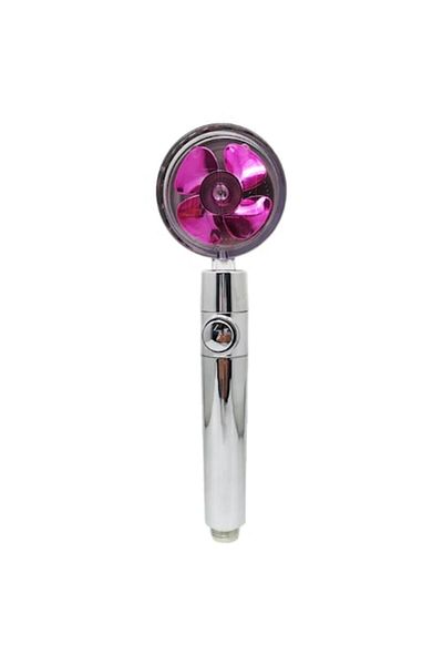 OEM Shower Head with Propeller and Turbo Jet Vortex, ON/OFF Button, 360° Rotating Head, Chrome-Pink