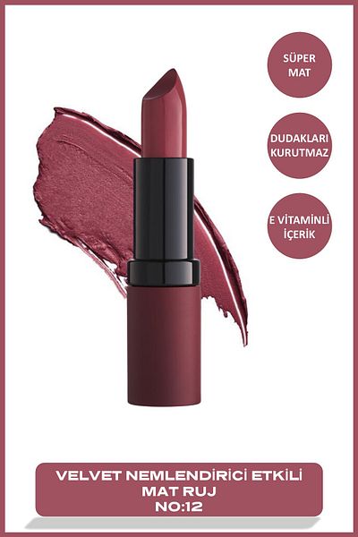 Golden Rose Velvet Matte Lipstick No: 12 Rose - Mat Ruj