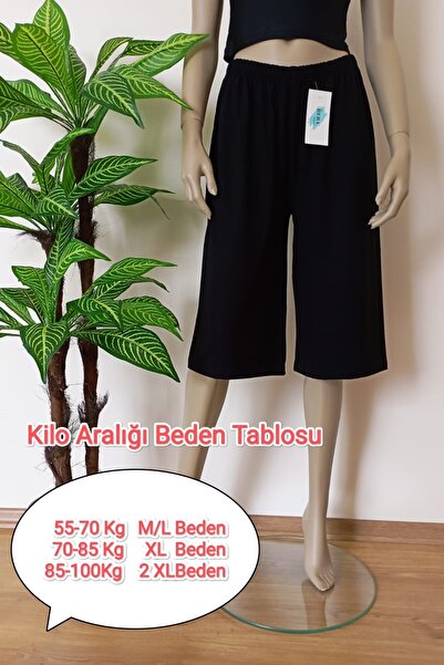 VİP BERA TEKSTİL Unisex Siyah 1. Kalite Likralı Penye Bol Paça Bermuda