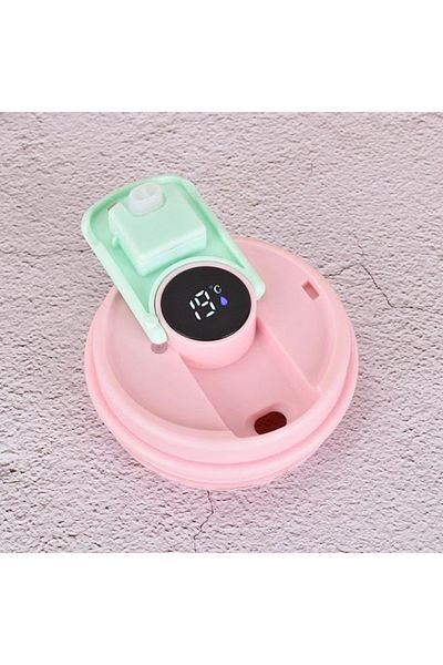 OEM Thermos mug with LED display, Kondo, 650 ml, stainless steel, double walls, pink