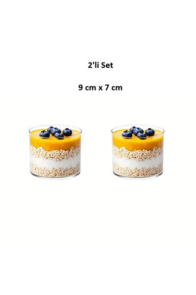 Noah Exclusive 400 ml (Set of 2) Borosilicate Glass Presentation Bowl - Magnolia - Pudding - Jam - (9 cm X 7 cm)