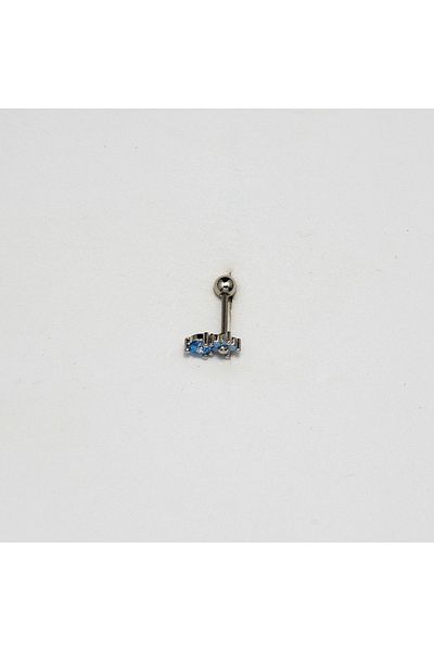Piercing by Sever Light Blue Flower and Blue Stone Leaf Steel Piercing Silver/Silver Color (Targus Helix Conch Flat)