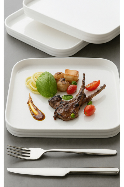 Tuğrastore Porselen Kare Tabak 19,3x19,2 Cm 3 LÜ