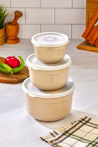 Espas Home 3-Piece Airtight Storage Container - Cream