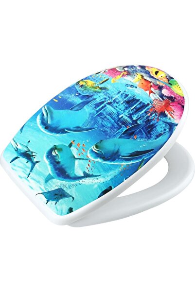 Geseus Çelik Ayna Klozet Kapağı Manzaralı Kırılmaz 1.Kalite Balık Desenli