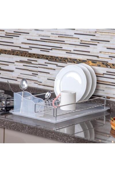 Geseus Home Tek Katlı Tabaklık Bulaşıklık Krom Şeffaf KB006