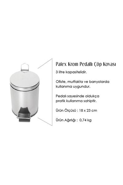 Palex Κάδος απορριμμάτων πεντάλ Chrome 3 λίτρων