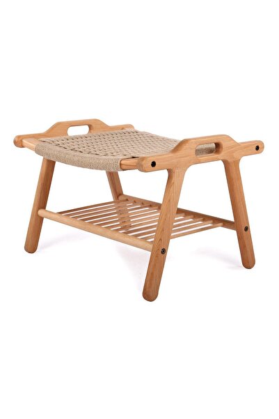 unboxdeco Corn Masif Kayın Ahşap Ayak Uzatma Pufu, Tabure