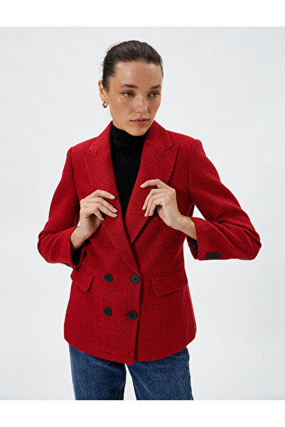 Koton Сако с блейзър от туид Двуредно затваряне с капаци, подплатени джобове