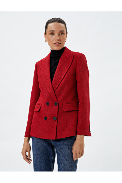 Koton Сако с блейзър от туид Двуредно затваряне с капаци, подплатени джобове