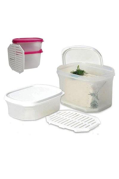 Geseus Moon Star 1.8+0.9 Liter Airtight Cheese Storage Container with Strainer