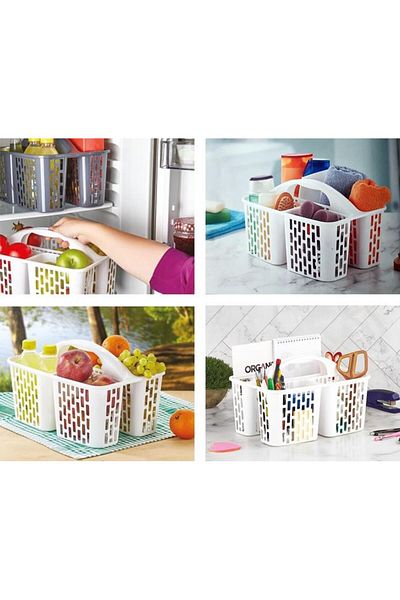 Geseus Refrigerator, Kitchen, Bathroom Organizer with Carrying Handle White-8114