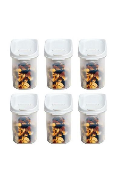 Geseus Moonstar Dry Food Pulses Storage Container 1.2 Lt Set of 6 White-Mas-103