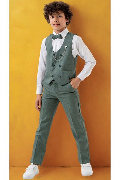 Atlas Kids Boy's Tuxedo Suit – Vest with Trousers, Bow Tie, Shirt, Chain 5-Piece Set