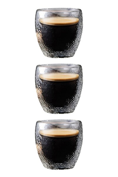 Atlas Mutfak Double Wall Iced Coffee, Latte, Tea Glass Set - 250 ml Glass Mug...