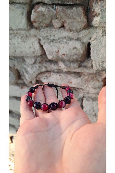 Esre Doğaltaş Takı Agate Natural Stone Girl School Success Braided Bracelet