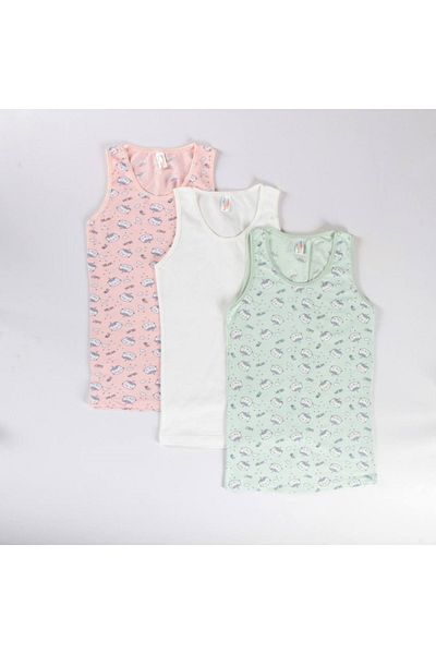 yagmurgiyim Diamond Mixed Pattern 3-Piece Girl's Undershirt Set A-110