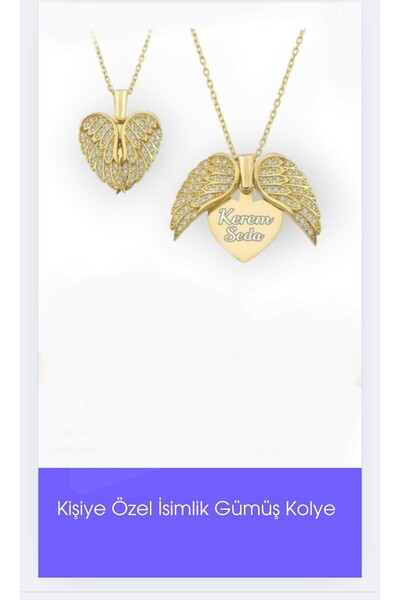 KAR DİAMOND 925 Ayar Gümüş Altın Kaplama Açma Kapatmalı Melek Kanatlı Kişiye ...