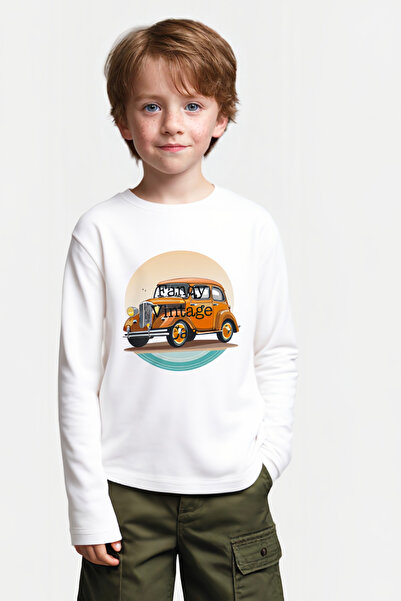 Mavipink Μακρυμάνικο μπλουζάκι από βαμβακερό φανταχτερό vintage αυτοκίνητο