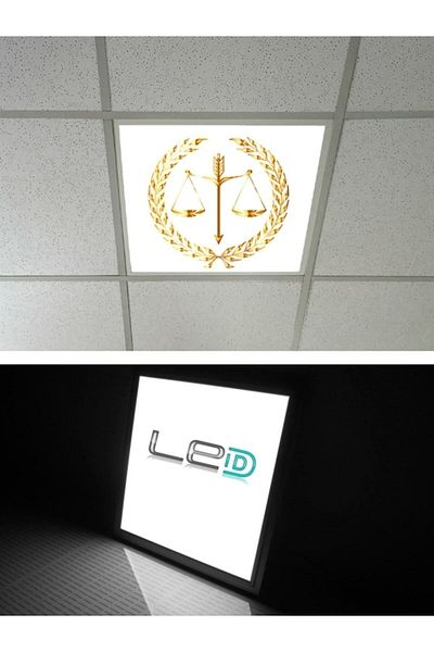 Gökyüzü Panel Law Logo Hanging Ceiling-60cmx60cm-flush Mount-54w-6500k-white-led Panel-led Luminaire- Stone Wool Hanging Ceiling