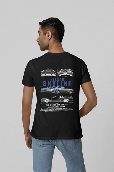 NEVERMIND Tricou oversize unisex Fast and Furious Skyline Design pentru femei bărbați