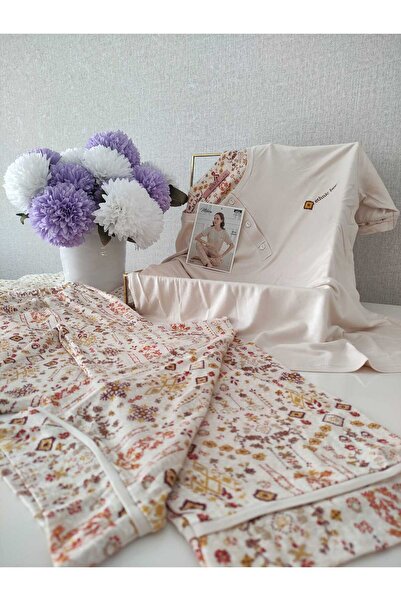 Mihra Ring Viskon Kumaş Bej Kadın Pijama Takımı S/m-l-xl-xxl 40107