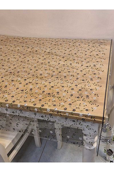 Başak Ev Tekstili Transparent 0.018 Mm PVC Oilcloth - Patterned Erasable Transparent Tablecloth