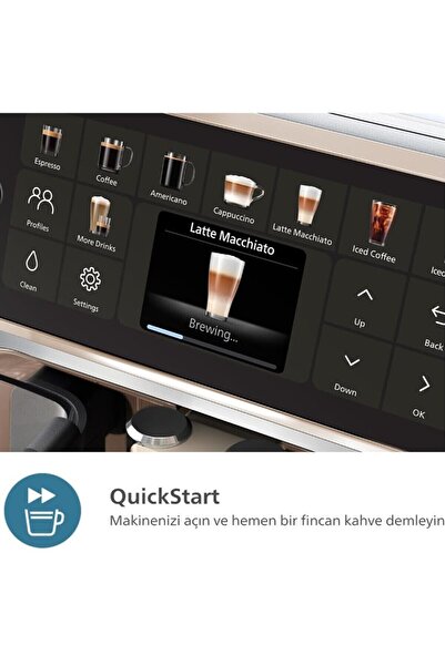Philips 5500 Seri Tam Otomatik Espresso Makinesi, 20 Çeşit kahveli, 1KG Kahve Hediyeli-EP5543 LatteGO