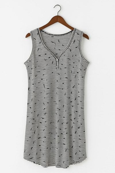 enmodaiçgiyim Rochie de damă oversize din bumbac cu dungi negre