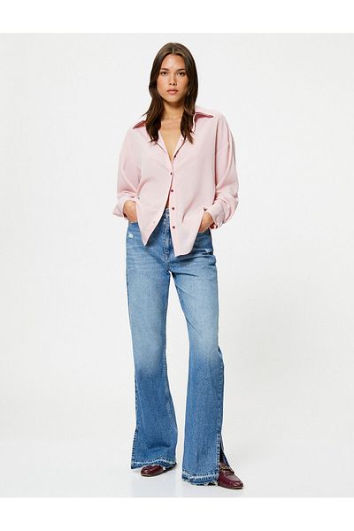 Koton Long Sleeve Shirt Classic Buttoned Drop Shoulder Regular Fit