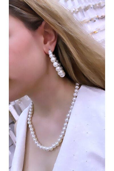 Alze Beauty İnci Kolye, Küpe Ve Bileklik Set Takımı