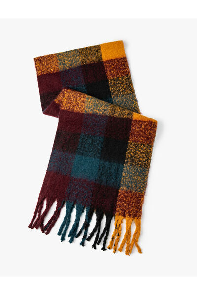 Koton Eșarfă multicoloră cu ciucuri cu textura moale