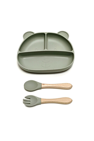 Choice1 طبق عشاء من الجل الأخضر للأطفال، أدوات مائدة تمتص على سطح المكتب، طبق...