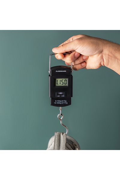 Olsenmark Portable Digital Luggage Scale – 50kg Capacity, Backlit Display, Strong Strap, Travel Use