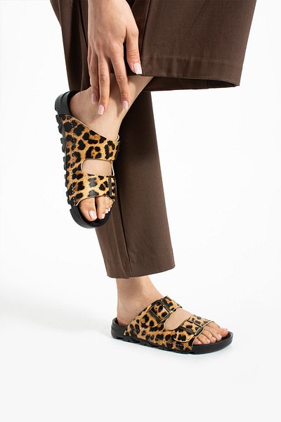 Moda Devrin Leopard Summer Unisex Διπλή Πόρπη Μαλακές και ελαφριές παντόφλες