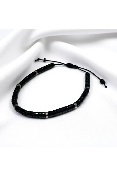 DEHNA Natural Black Onyx Stone Handmade Bracelet – Calming the Mind and Balancing Energy