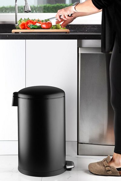 Prima Nova Bombe Lid Trash Can 30 Lt Matte Texture - Black Inside