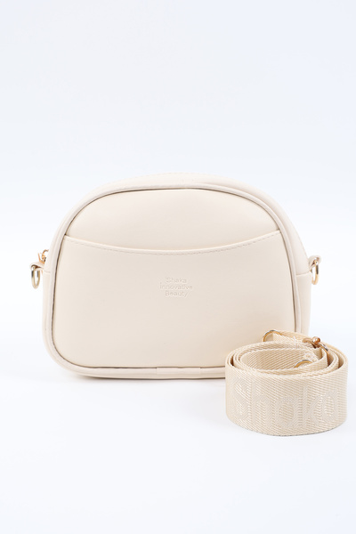 SHAKA حقيبة كتف من الجلد الصناعي بسحاب من كريم SHK194 مع مقصورتين وحزام عمود ...