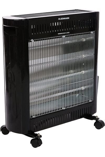 Olsenmark 2000w Quartz Heater Adjustable Power, Power Indicator Light, Carry Handle, Easy To Move With Wheels